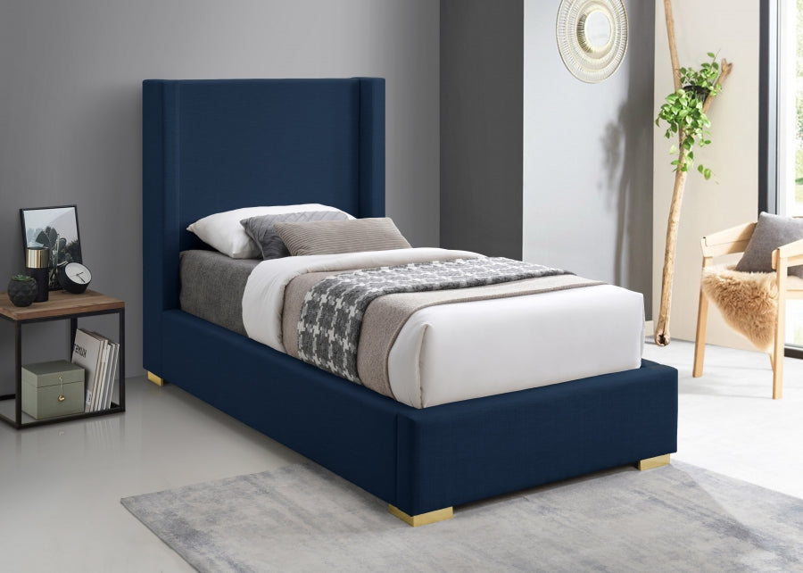 Royce Linen Textured Twin Bed (3 Boxes) Blue - RoyceNavy-T