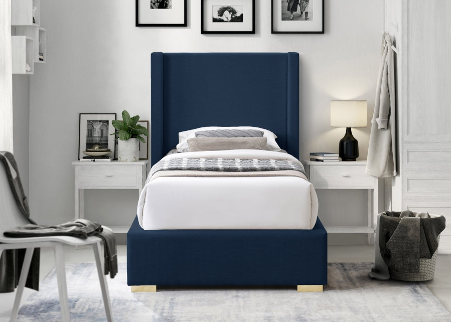 Royce Linen Textured Twin Bed (3 Boxes) Blue - RoyceNavy-T