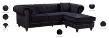 Sabrina Velvet Reversible 2pc. Sectional Black - 667Black-Sectional