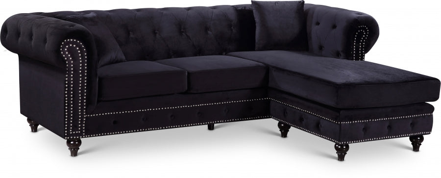 Sabrina Velvet Reversible 2pc. Sectional Black - 667Black-Sectional