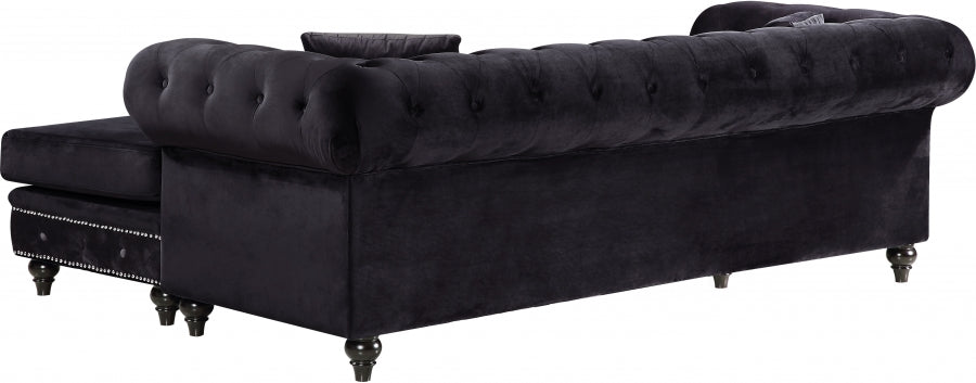 Sabrina Velvet Reversible 2pc. Sectional Black - 667Black-Sectional