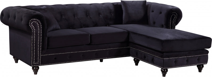 Sabrina Velvet Reversible 2pc. Sectional Black - 667Black-Sectional