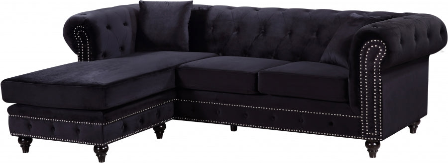 Sabrina Velvet Reversible 2pc. Sectional Black - 667Black-Sectional