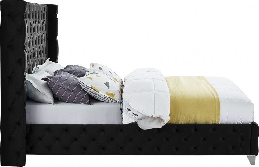 Savan Velvet Full Bed Black - SavanBlack-F