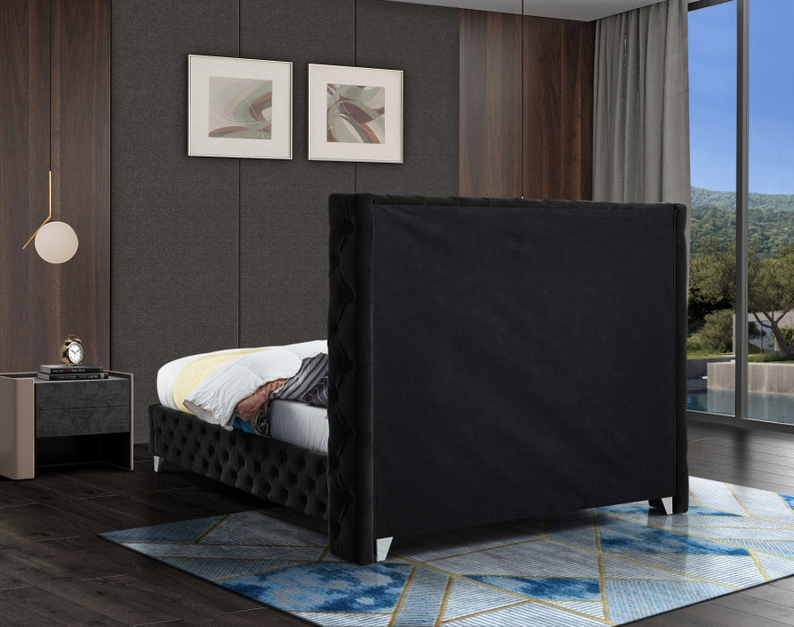 Savan Velvet Full Bed Black - SavanBlack-F