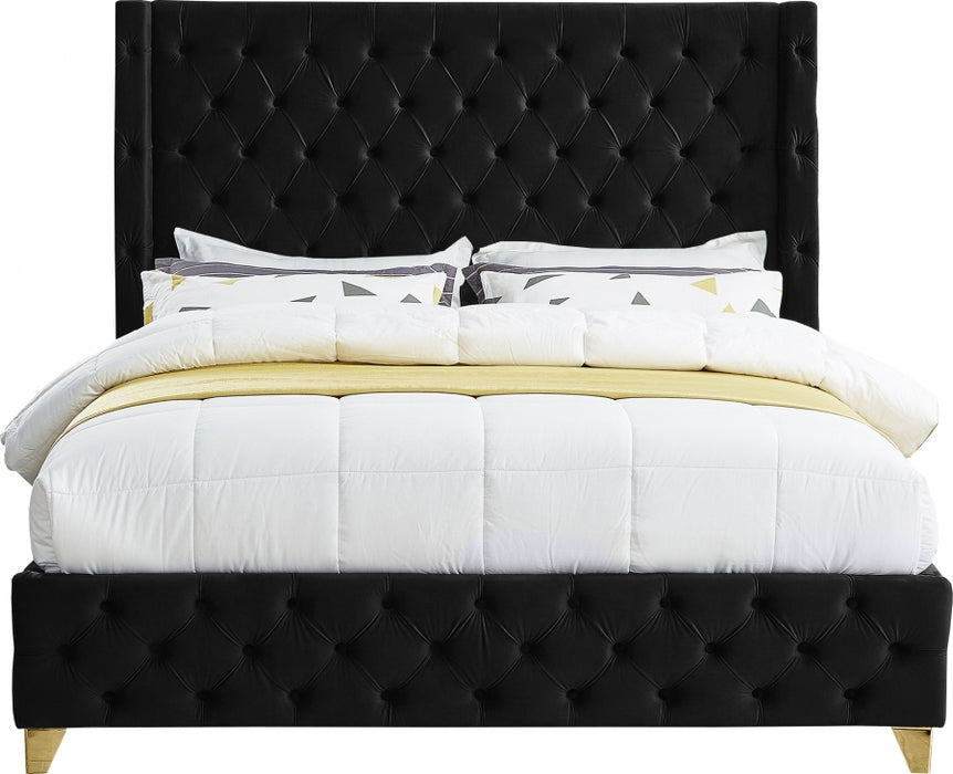 Savan Velvet Full Bed Black - SavanBlack-F