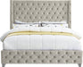 Savan Velvet Full Bed Cream - SavanCream-F