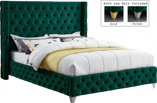 Savan Velvet Full Bed Green - SavanGreen-F