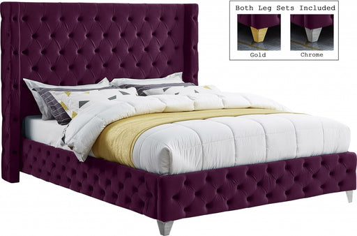 Savan Velvet Full Bed Purple - SavanPurple-F