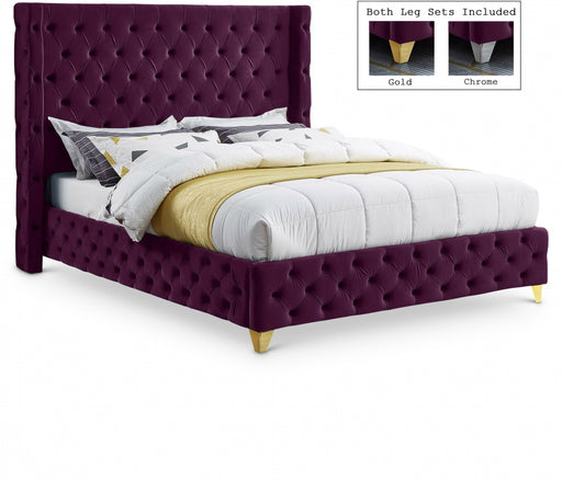 Savan Velvet Full Bed Purple - SavanPurple-F