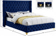 Savan Velvet King Bed Blue - SavanNavy-K