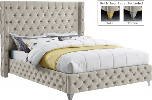 Savan Velvet King Bed Cream - SavanCream-K