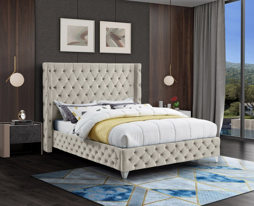 Savan Velvet King Bed Cream - SavanCream-K