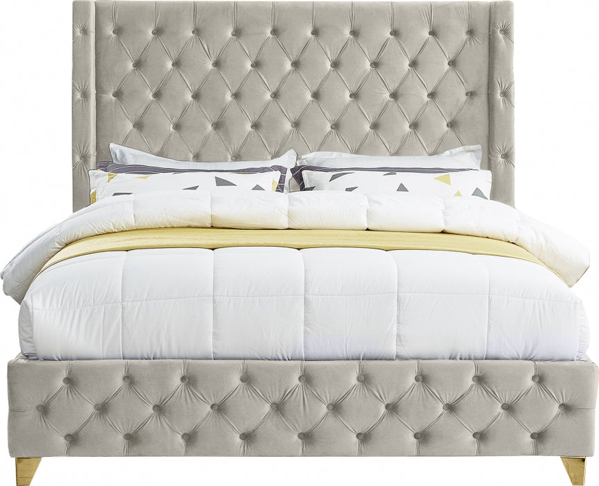 Savan Velvet King Bed Cream - SavanCream-K