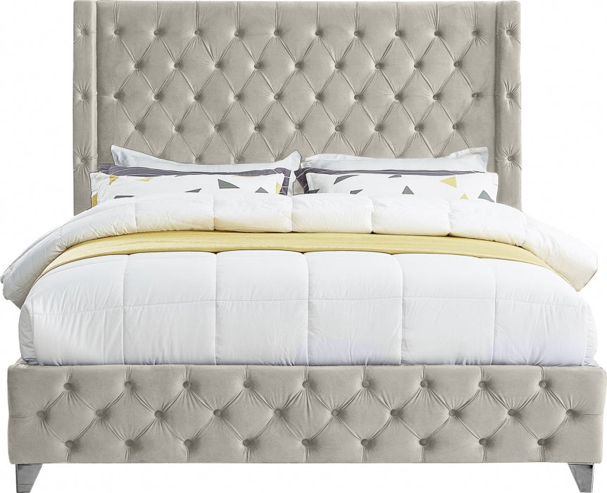 Savan Velvet King Bed Cream - SavanCream-K