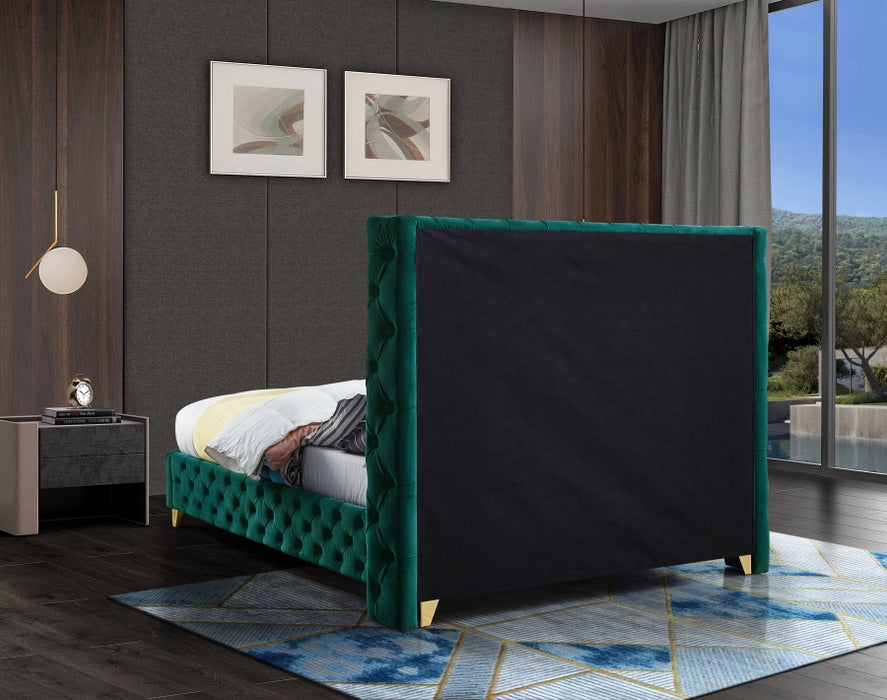 Savan Velvet King Bed Green - SavanGreen-K