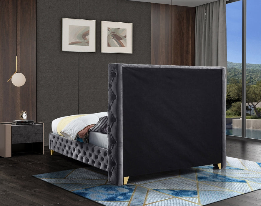 Savan Velvet King Bed Grey - SavanGrey-K