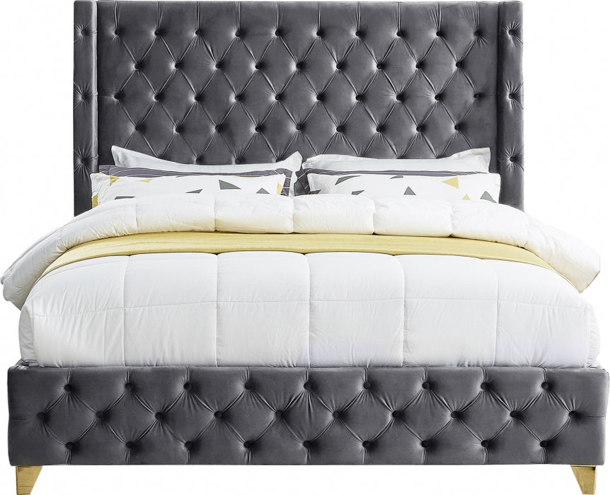 Savan Velvet King Bed Grey - SavanGrey-K