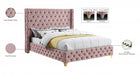 Savan Velvet King Bed Pink - SavanPink-K