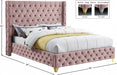 Savan Velvet King Bed Pink - SavanPink-K