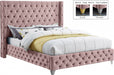 Savan Velvet King Bed Pink - SavanPink-K