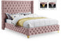 Savan Velvet King Bed Pink - SavanPink-K