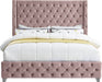 Savan Velvet King Bed Pink - SavanPink-K