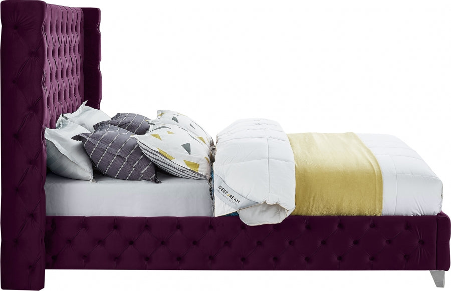 Savan Velvet King Bed Purple - SavanPurple-K