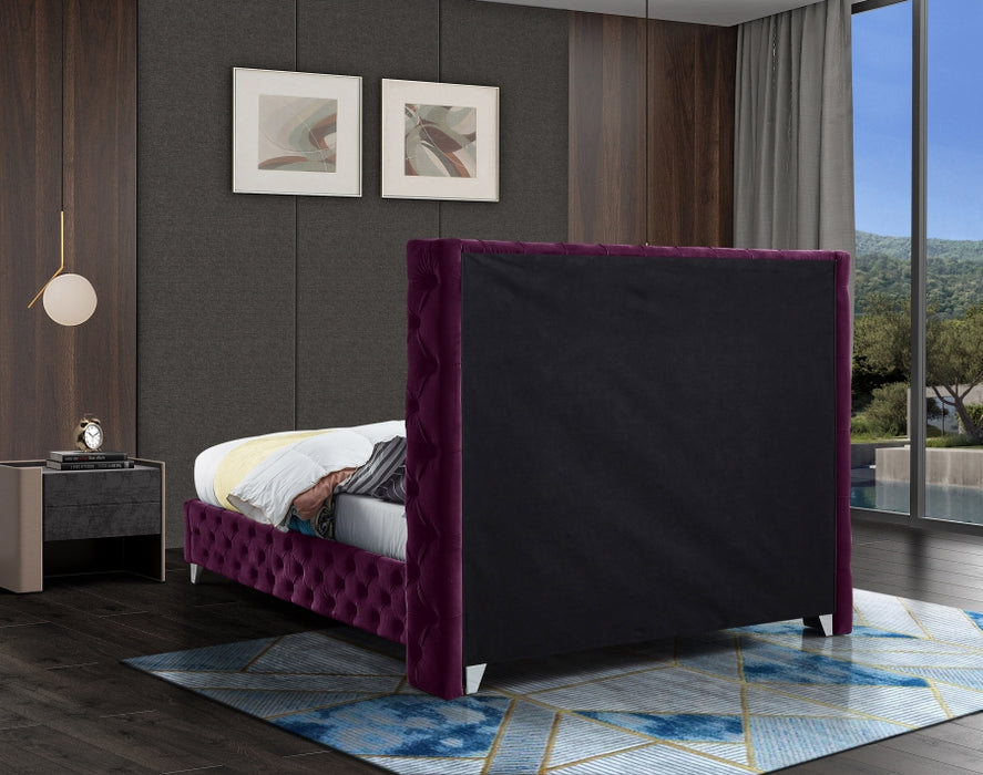 Savan Velvet King Bed Purple - SavanPurple-K