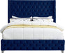 Savan Velvet Queen Bed Blue - SavanNavy-Q