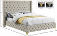 Savan Velvet Queen Bed Cream - SavanCream-Q