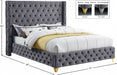 Savan Velvet Queen Bed Grey - SavanGrey-Q