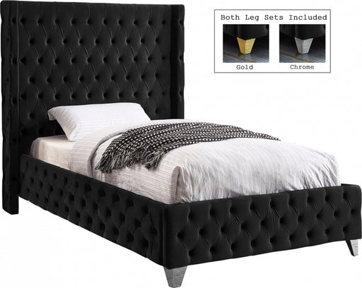 Savan Velvet Twin Bed Black - SavanBlack-T