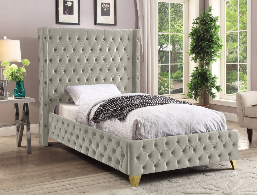 Savan Velvet Twin Bed Cream - SavanCream-T