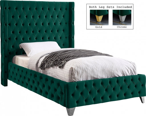 Savan Velvet Twin Bed Green - SavanGreen-T