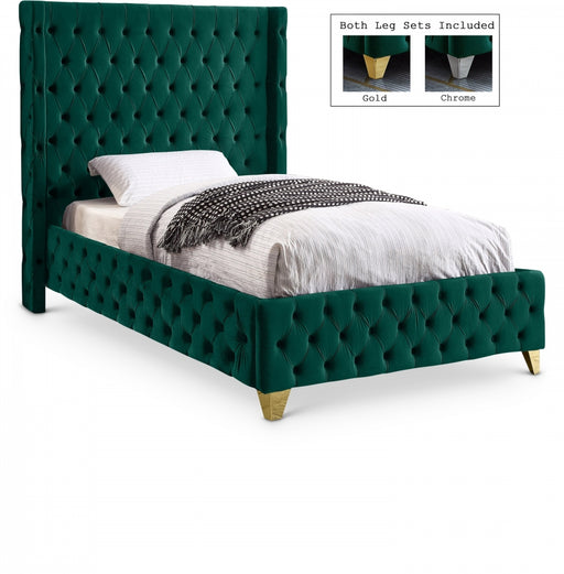 Savan Velvet Twin Bed Green - SavanGreen-T