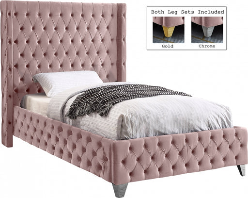 Savan Velvet Twin Bed Pink - SavanPink-T