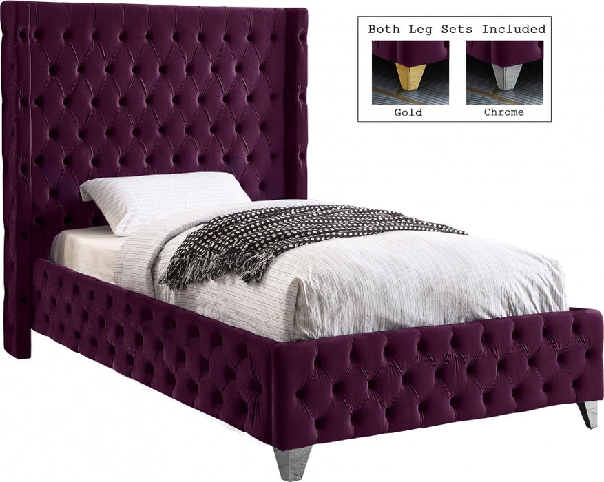 Savan Velvet Twin Bed Purple - SavanPurple-T