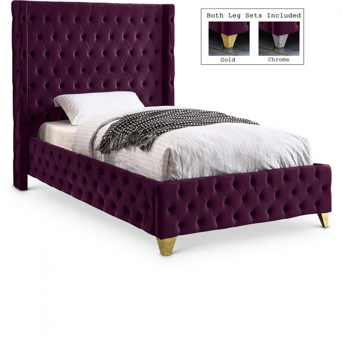 Savan Velvet Twin Bed Purple - SavanPurple-T