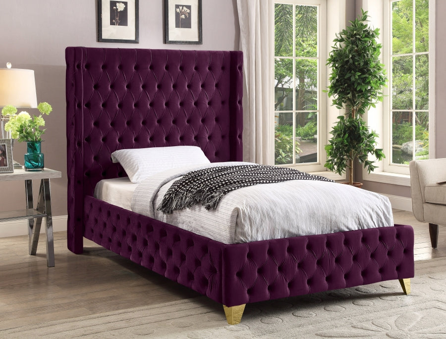 Savan Velvet Twin Bed Purple - SavanPurple-T