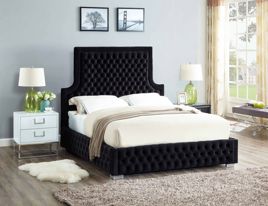 Sedona Velvet King Bed Black - SedonaBlack-K