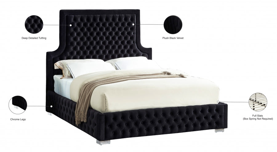 Sedona Velvet King Bed Black - SedonaBlack-K