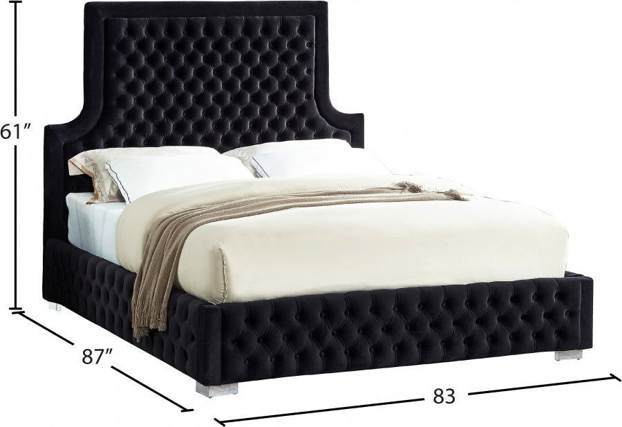 Sedona Velvet King Bed Black - SedonaBlack-K