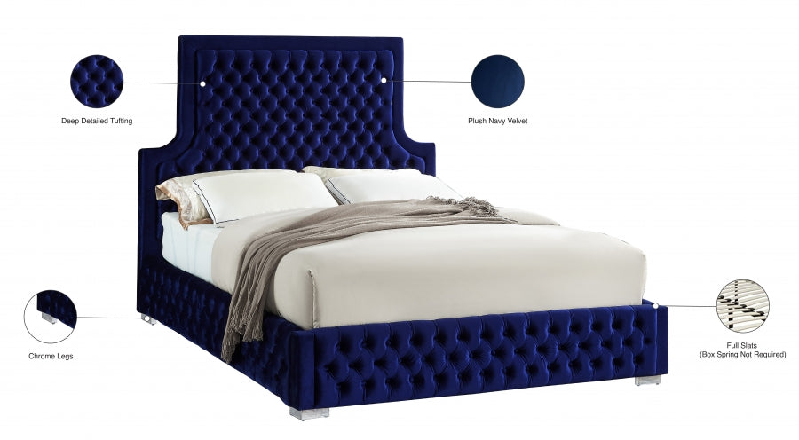 Sedona Velvet King Bed Blue - SedonaNavy-K