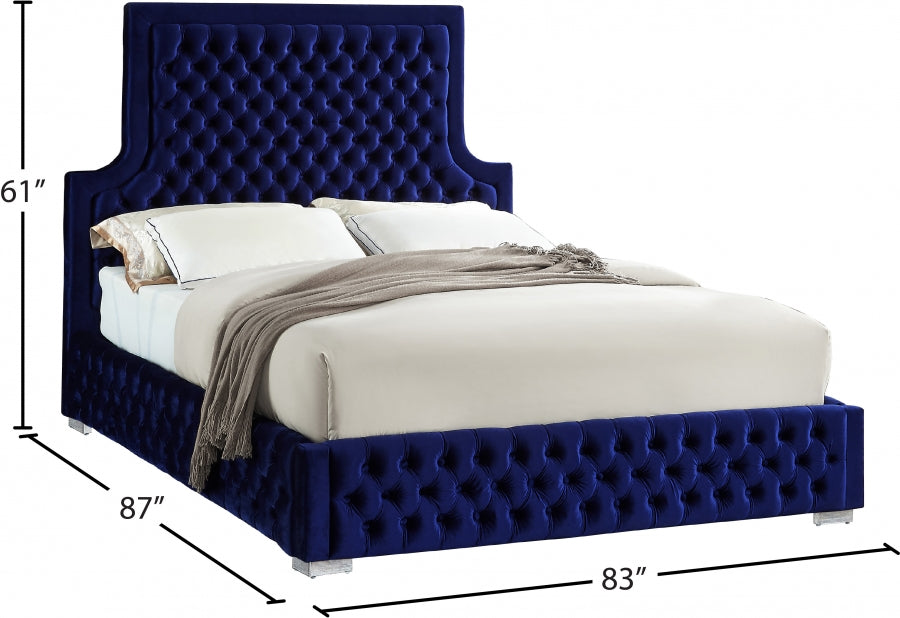 Sedona Velvet King Bed Blue - SedonaNavy-K