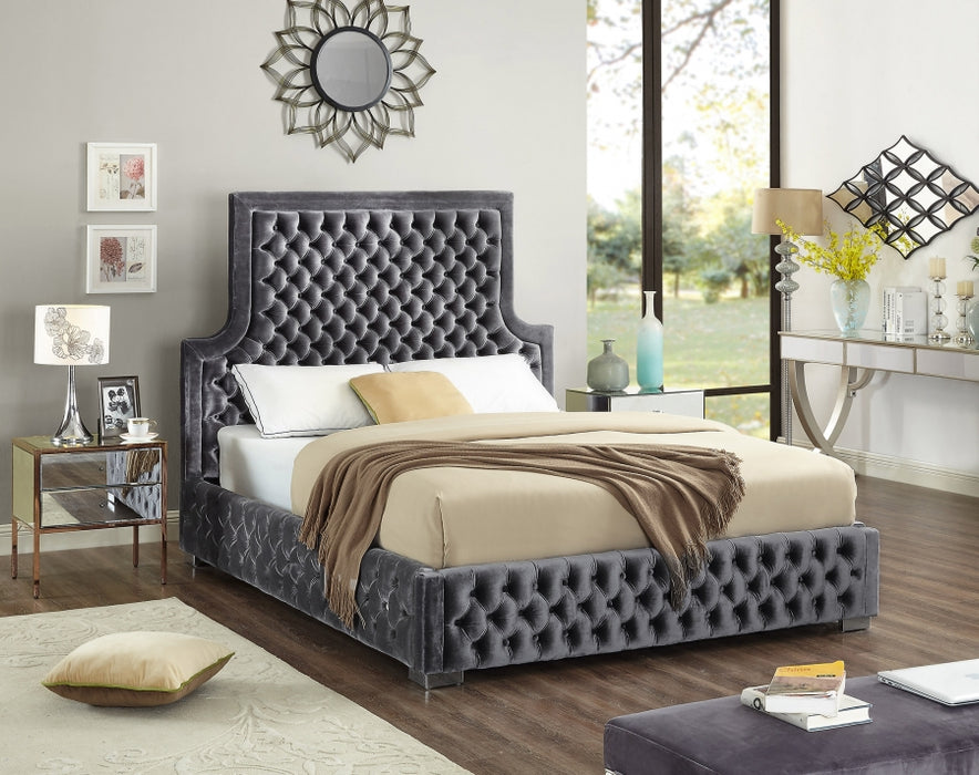 Sedona Velvet King Bed Grey - SedonaGrey-K