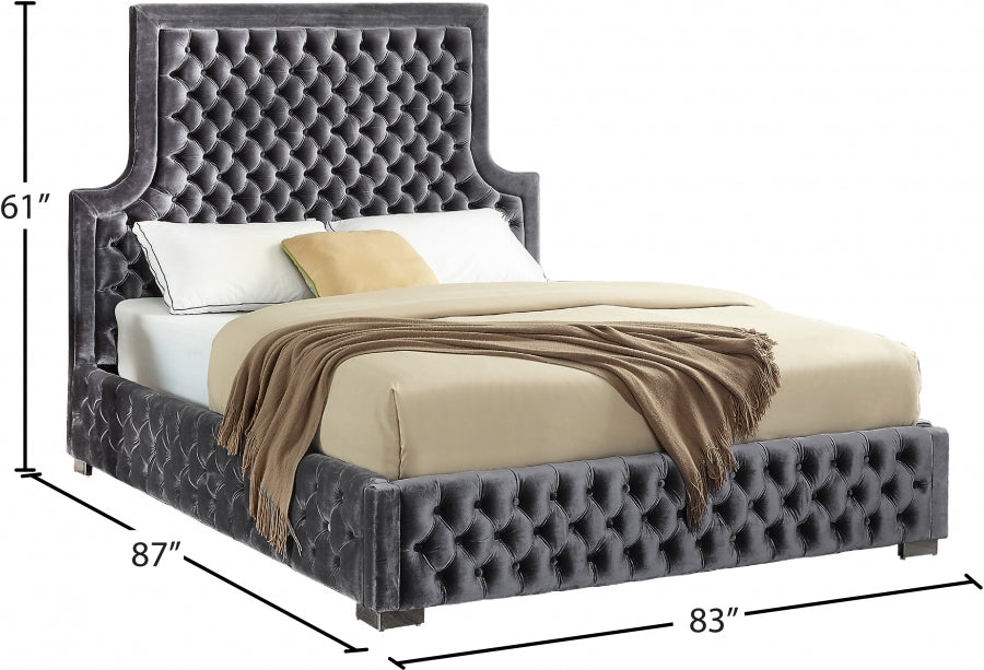 Sedona Velvet King Bed Grey - SedonaGrey-K