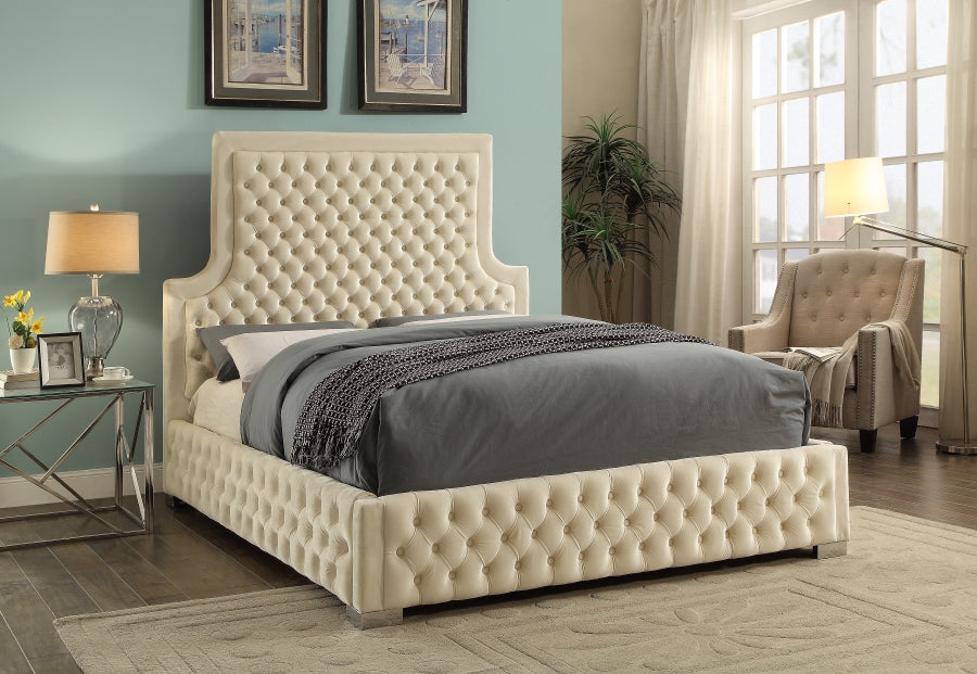 Sedona Velvet Queen Bed Cream - SedonaCream-Q