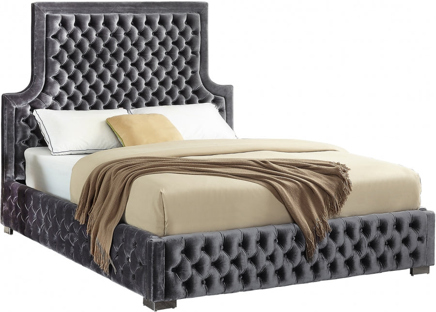 Sedona Velvet Queen Bed Grey - SedonaGrey-Q