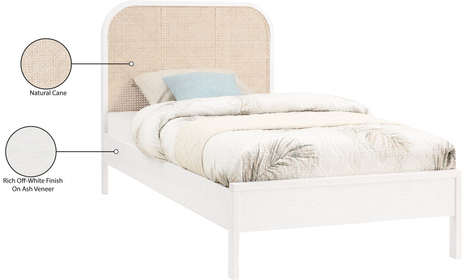 Siena Ash Wood Twin Bed (3 Boxes) White - SienaWhite-T